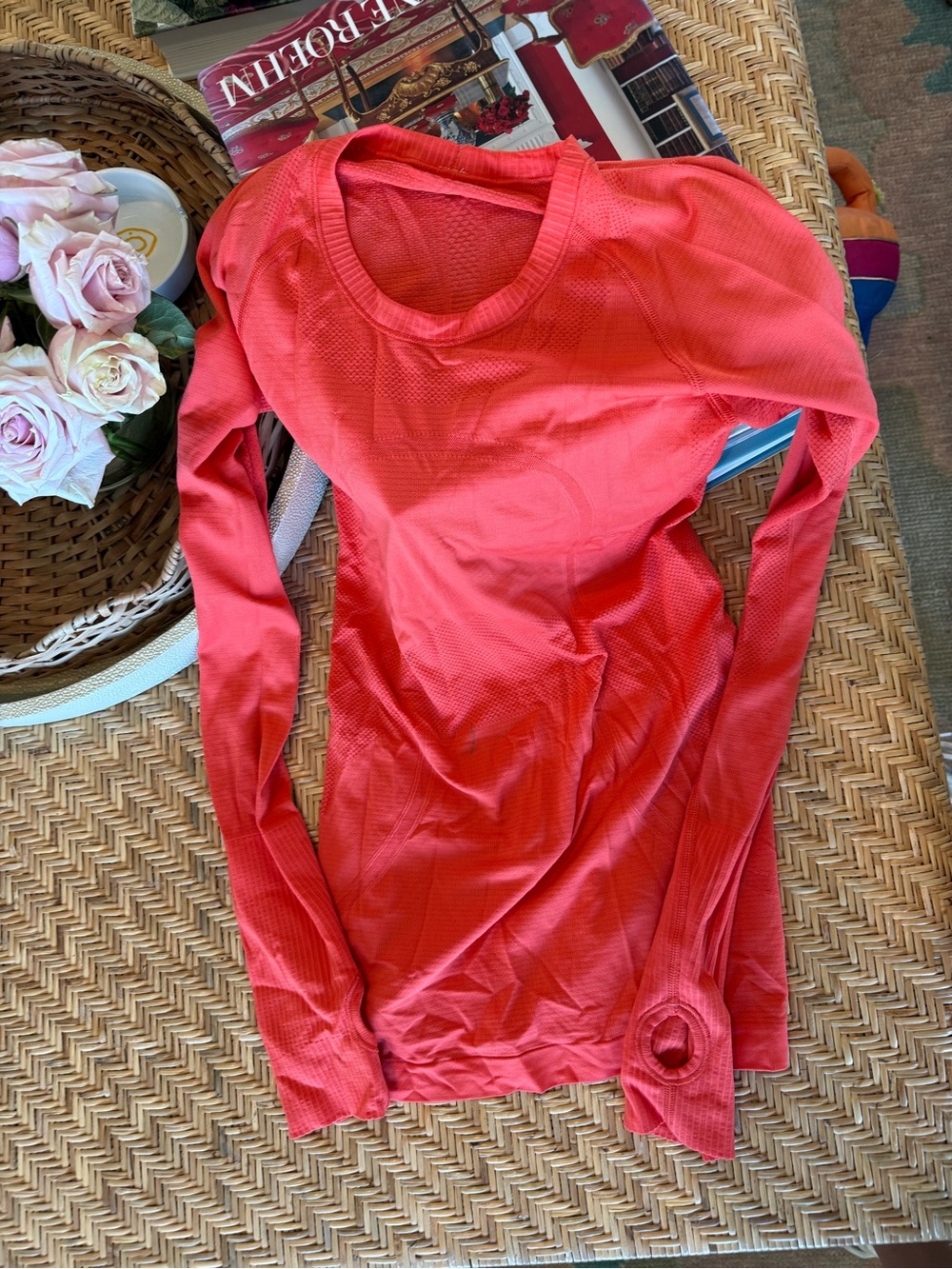 lululemon athletica Long-Sleeve Performance Tee in Coral
